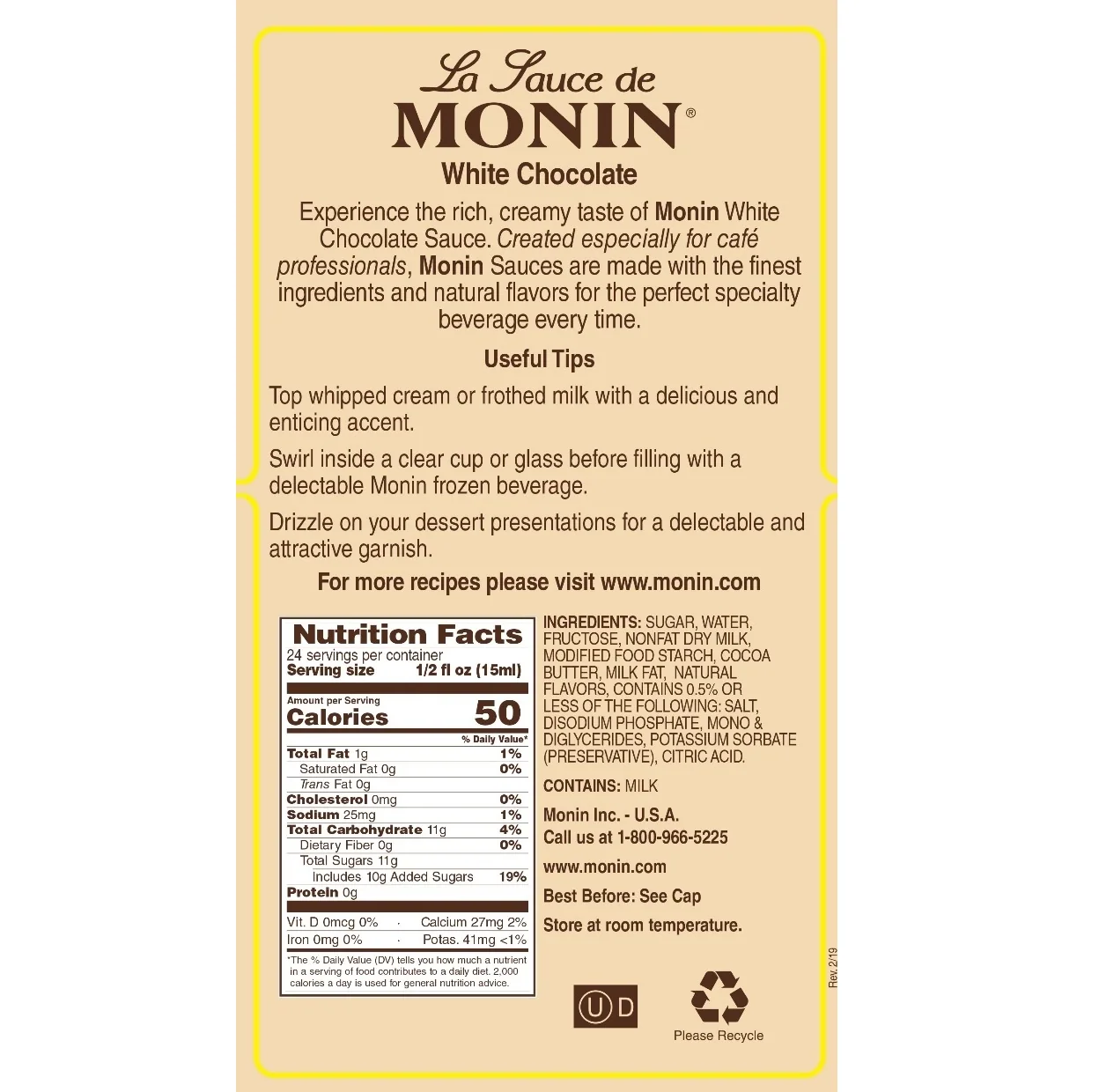 Monin White Chocolate Sauce - 12oz - Image 4