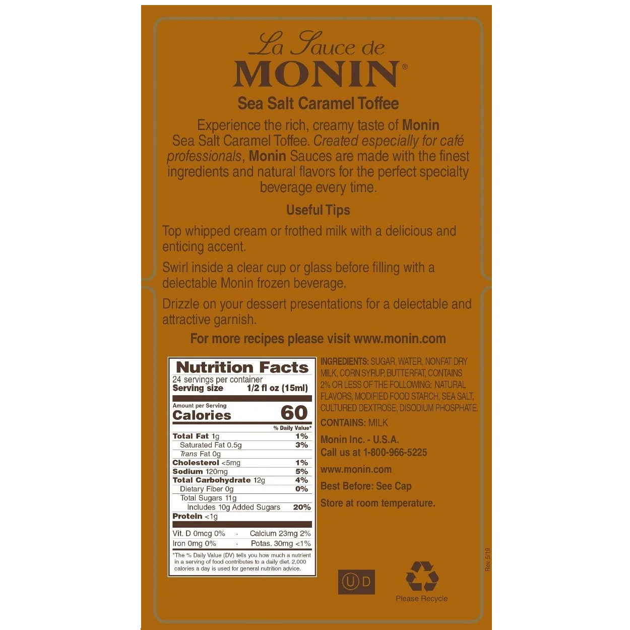 Monin Sea Salt Caramel Toffee Sauce - 12oz - Image 4
