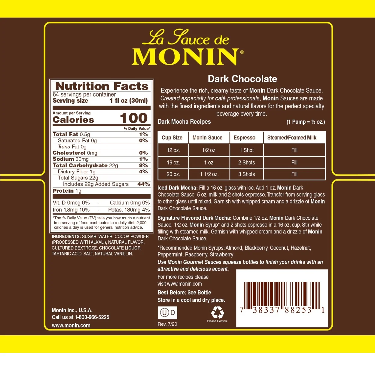 Monin Dark Chocolate Sauce - 64oz - Image 4