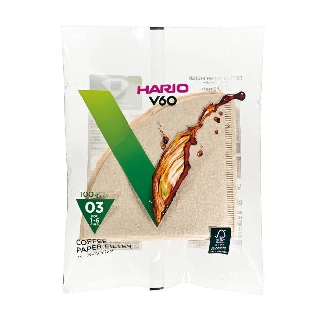 Hario V60-03 Paper Filters Unbleached - 100pk